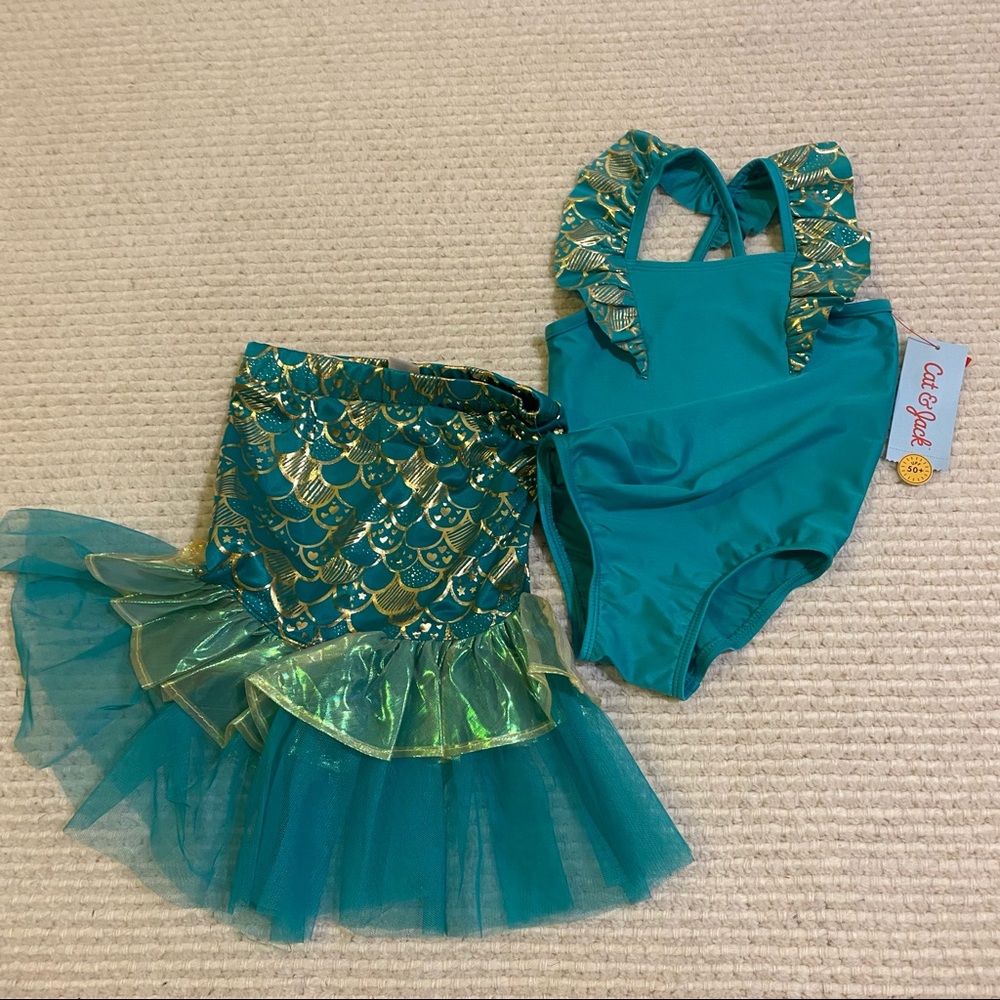 Mermaid turquoise swimsuit with matching tail